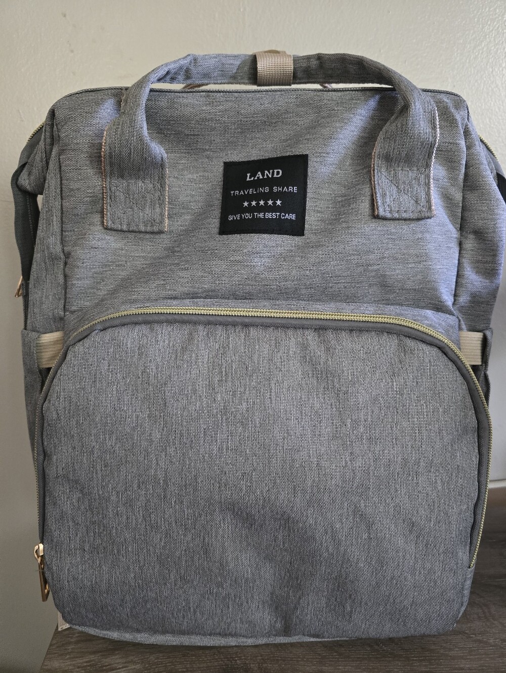 LAND Grey Baby Bag/ Diaper Bag Backpack